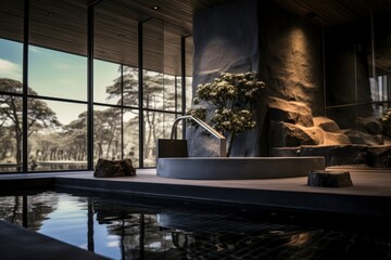 luxury spa with mountain views. generative ai