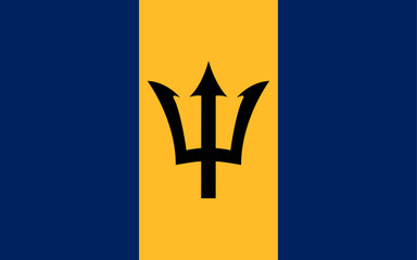 Barbados Flag Barbados flag with trident in blue and yellow
