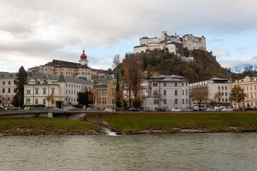 View on left shore of Salzach in Salzburg