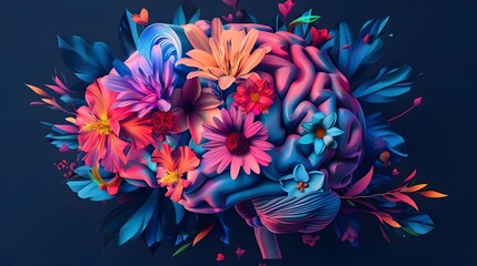 Blooming Cerebral Blossoms A Vibrant Digital Exploring the Intersection of Mental Wellness and Self Love