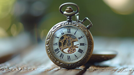 old pocket watch on wood
