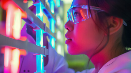 Female Researcher Conducting Experiment in Lab