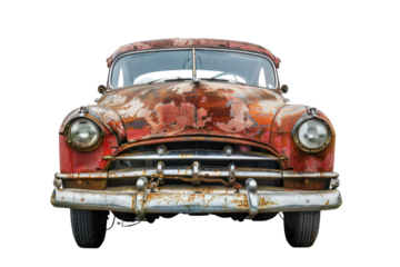 Old van with rust
isolated on white background