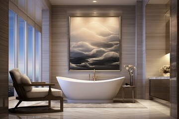 Oversized Art and Statement Decor: Luxurious Penthouse Bathroom Ideas