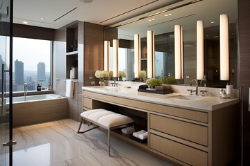 Sleek Cabinetry and Modern Design: Luxurious Penthouse Bathroom Ideas