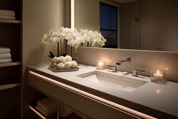 Under-Cabinet Lighting: Luxurious Penthouse Bathroom Ideas With Subtle Glow