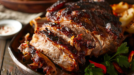 Pernil, puerto rico pork dish, delicious, yummy, ready to eat