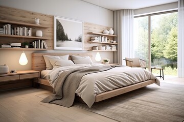 Light Wood Scandinavian Minimalist Bedroom: Cozy and Simple Design