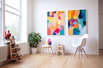 Minimalist Colorful Art Studio: Simple Design with Pops of Color