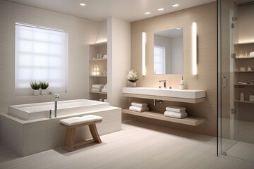 Fototapeta na wymiar Contemporary Elegance: Minimalist Spa Bathroom with Clean Design