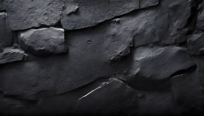 Black or dark gray rough grainy stone texture background. Generative AI.