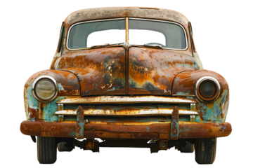 Old van with rust
isolated on white background