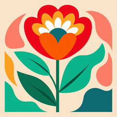 Floral Bouquet Illustration with tulip and rose, nature art and design pattern for spring and summer card decoration