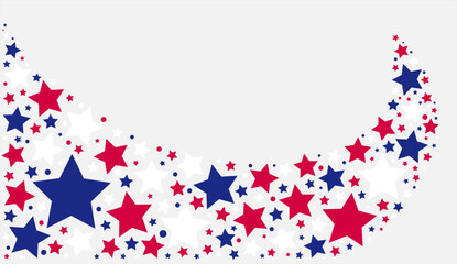 A visually striking design featuring red, white, and electric blue stars on a white background, creating a bold and patriotic pattern. Perfect for an event or art project