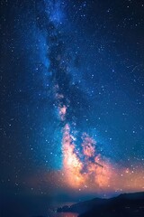 Fantasy night sky with milky way. Generative AI.