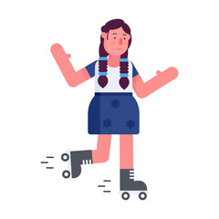 Handy flat icon of a roller skating girl 
