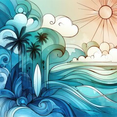 Summer beach theme background with Generative AI.