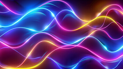 abstract background with wavy line ,Glowing pink blue red neon light in ultraviolet spectrum ,Vibrant neon fiber optic lines create an intriguing abstract texture - obrazy, fototapety, plakaty