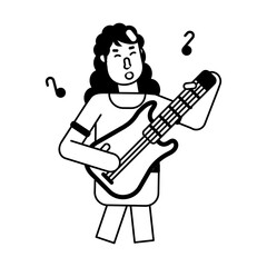 Grab this glyph icon of girl playing guitar 