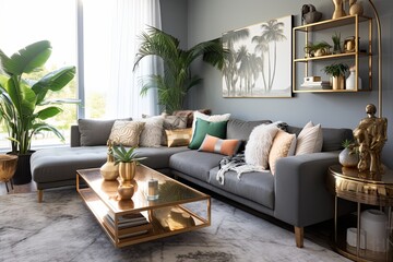 Brass Accents and Metallic Touches: Modern Bohemian Living Room Ideas