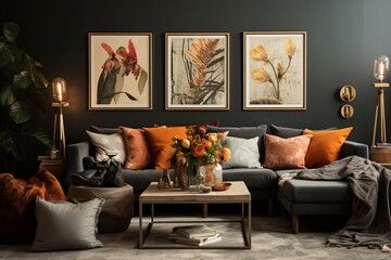 Gallery Wall Glimpse: Modern Bohemian Living Room Eclectic Artwork Showcase