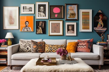 Gallery Wall Bliss: Modern Bohemian Living Room Ideas with Eclectic Artwork