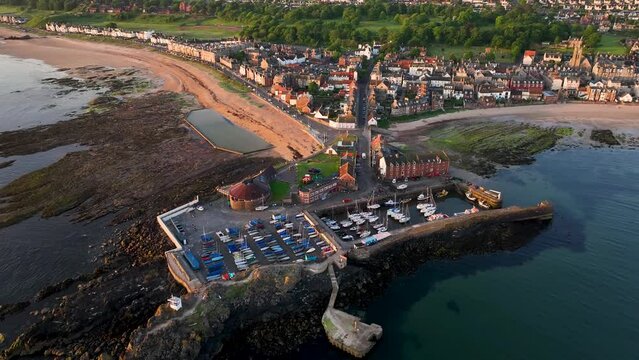 Aerial view of North Berwick Harbour, East Lothian, Scotland.