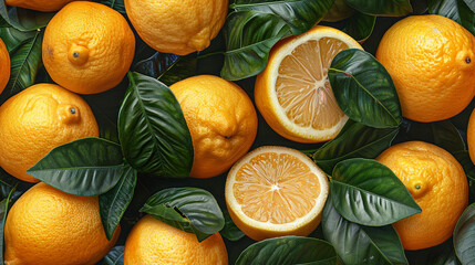 seamless pattern, lemons, view from above, background.