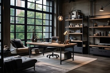 Chic Industrial Loft Office: Modern Aesthetic Design
