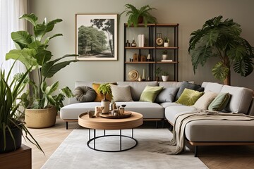Urban Jungle Chic: Contemporary Living Room Design With Lush Plants