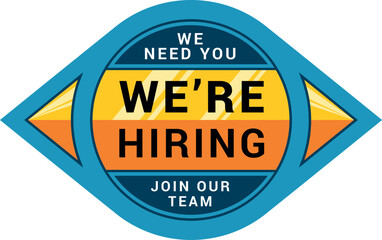 We are hiring join our team HR recruitment bright geometric label design template vector flat