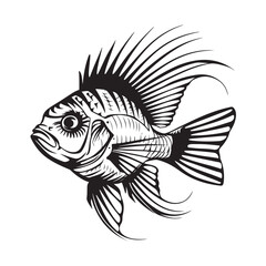 Cichlid Fish Striped Vector Art, Icons, and Graphics , black and white fish
