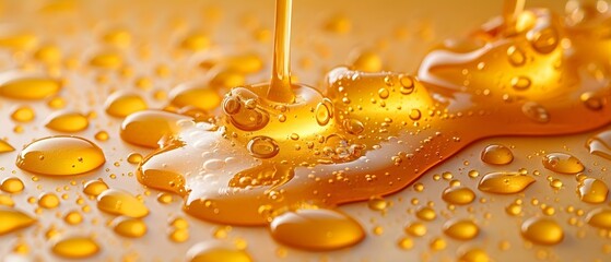 Golden Viscosity: A Symphony of Honey Droplets. Concept Honey, Viscosity, Droplets, Golden, Symphony