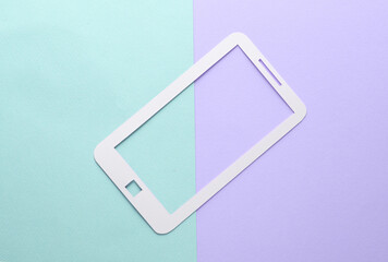 Paper cut Smartphone on pastel background. Creative minimalism layout