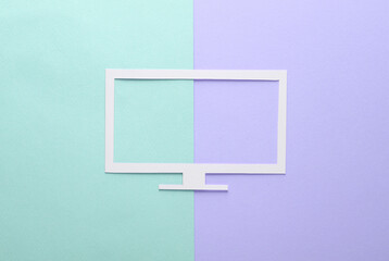 Paper cut tv on pastel background. Creative minimalism layout