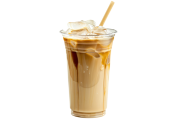 Iced coffee in a glass with ice
isolated on white background