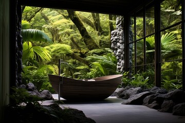 Outdoor Jungle Bathtub Escape: Nature-Inspired Bathroom Concepts