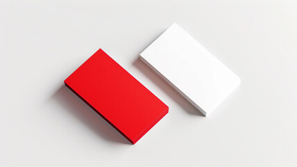 white and red blank business card mockup on white background, Mock up template for design presentation and branding