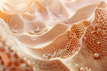 Macro shot depicting an organic pattern reminiscent of cellular structures or fabric weaves.