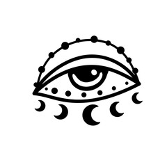 Evil eye. Eye of Providence. Lineart Vector illustration. Magic witchcraft symbol. Masonic symbol. Hand drawn logo or emblem - 788106594