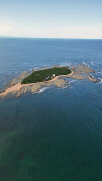 Aerial view of Aoshima Island, Devil's Washboard, Miyazaki, Japan.