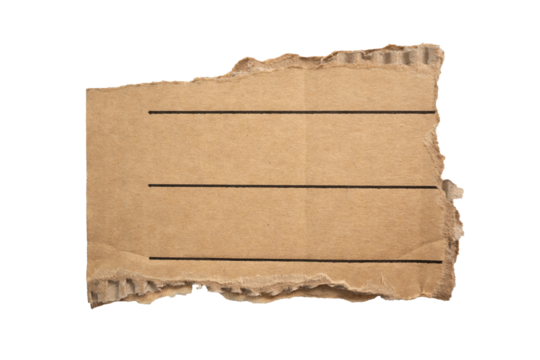 A piece of torn cardboard with line graphic