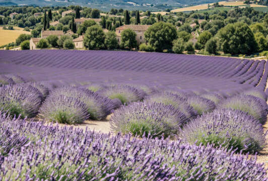 In the picturesque countryside of Provence, fragrant lavender fields stretch as far as the eye can see, their purple blooms dancing in the gentle breeze, creating a scene of tranquil beauty.. AI
