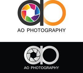 AO Photography Logo Modern Illustration Template Vector