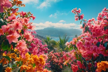 Fototapeta na wymiar Vibrant Springtime in the Canary Islands A Floral Paradise Showcased Through Documentary Photography