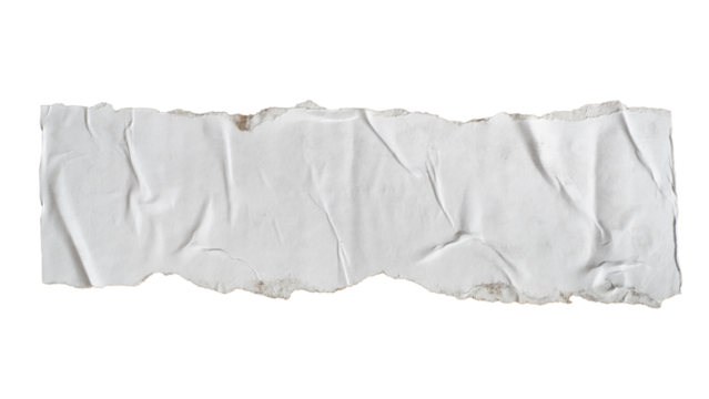 Glued torn rectangle white paper