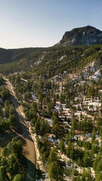 Aerial view of Narbona Pass and Snow Road, Gallup, New Mexico, United States.