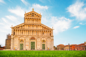 Pisa Cathedral and the Leaning Tower in Pisa, Italy. - obrazy, fototapety, plakaty