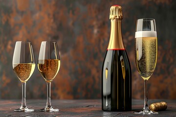The Ultimate Guide to New Year's Eve Celebrations: How to Choose the Best Champagne and Organize a Glamorous Party - obrazy, fototapety, plakaty