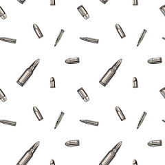 Metallic chrome bullets pattern. Seamless background design.